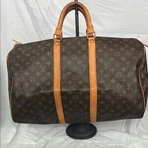 Authentic Louis Vuitton Keepall 50 Monogram Canvas Boston Duffel Bag - COA
